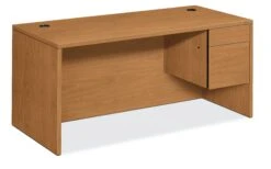 HON 10500 Series Right Pedestal Desk | 1 Box / 1 File Drawer | 66"W | Harvest Finish