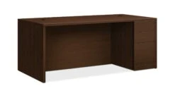HON 10500 Series Right Pedestal Desk | 2 Box / 1 File Drawer | 72"W | Mocha Finish