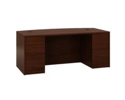 HON 10500 Series Double Pedestal Desk | Bow Top | 2 Box / 3 File Drawers | 72"W | Mahogany Finish
