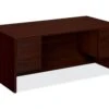 HON 10500 Series Double Pedestal Desk | 2 Box / 2 File Drawers | 72"W | Mahogany Finish 2 HON 10500 Series Double Pedestal Desk | 2 Box / 2 File Drawers | 72"W | Mahogany Finish -Hon Store HON 10500Series H10593.NN 045 001