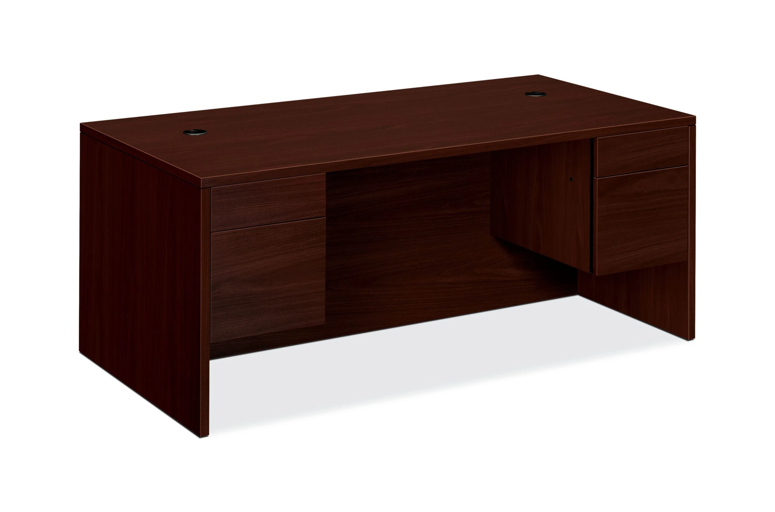 HON 10500 Series Double Pedestal Desk | 2 Box / 2 File Drawers | 72"W | Mahogany Finish 3 HON 10500 Series Double Pedestal Desk | 2 Box / 2 File Drawers | 72"W | Mahogany Finish