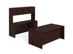 HON 10500 Series Double Pedestal Desk / Credenza | Stack-On Storage | 3/4 Pedestals | 4 Box / 4 File Drawers | 72"W | Mahogany Finish
