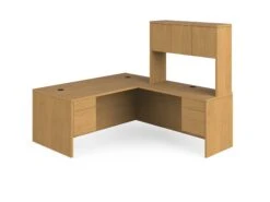 HON 10500 Series L-Workstation | Left Desk, Return, Hutch | 72"W X 84"D | Harvest Finish