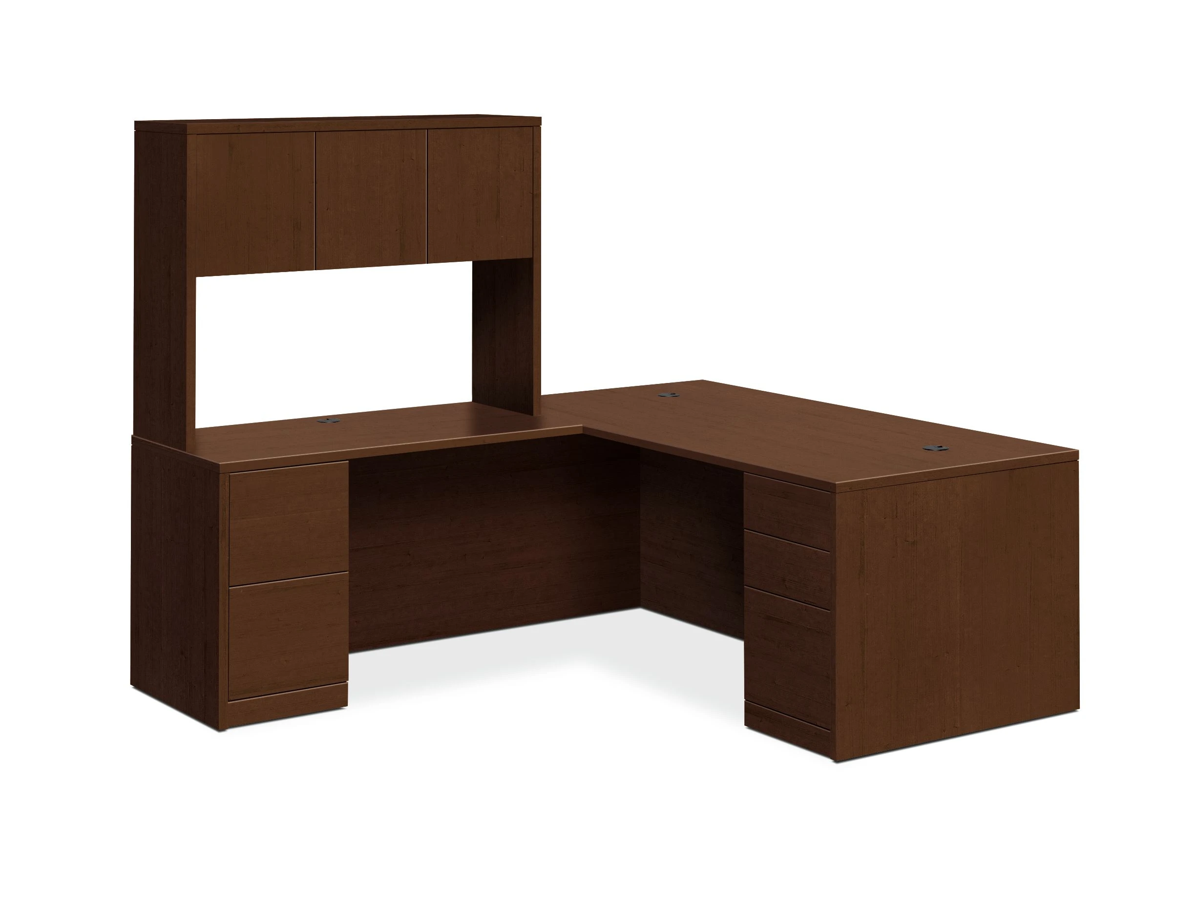 HON 10500 Series L-Workstation | Stack-On Storage | Full Pedestals | 2 Box / 3 File Drawers | 72"W | Mocha Finish 3 HON 10500 Series L-Workstation | Stack-On Storage | Full Pedestals | 2 Box / 3 File Drawers | 72"W | Mocha Finish