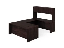 HON 10500 Series U-Workstation | Left Desk, Bridge, Credenza, Hutch | 72"W X 107"D | Mahogany Finish
