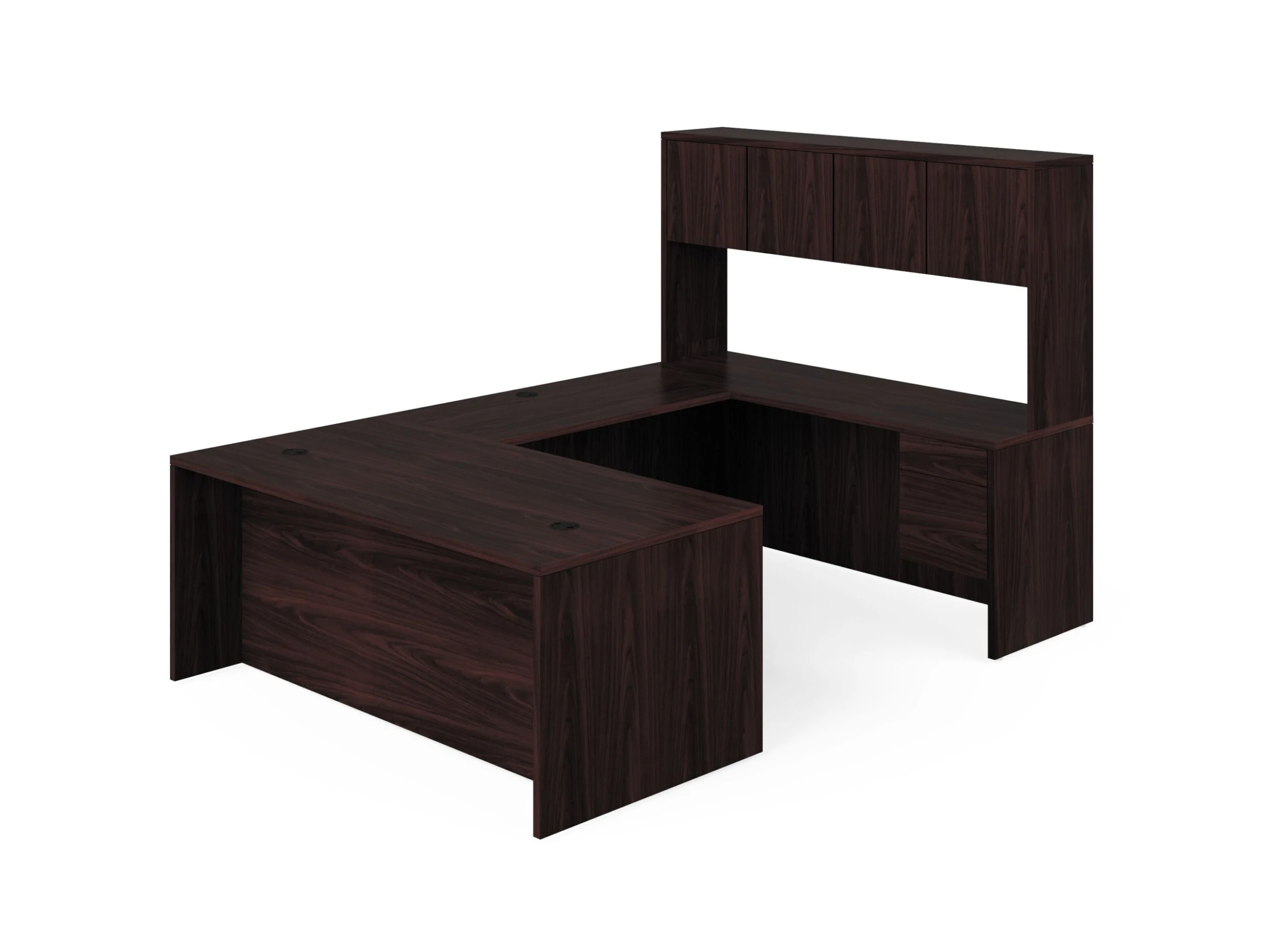 HON 10500 Series U-Workstation | Left Desk, Bridge, Credenza, Hutch | 72"W X 107"D | Mahogany Finish 3 HON 10500 Series U-Workstation | Left Desk, Bridge, Credenza, Hutch | 72"W X 107"D | Mahogany Finish