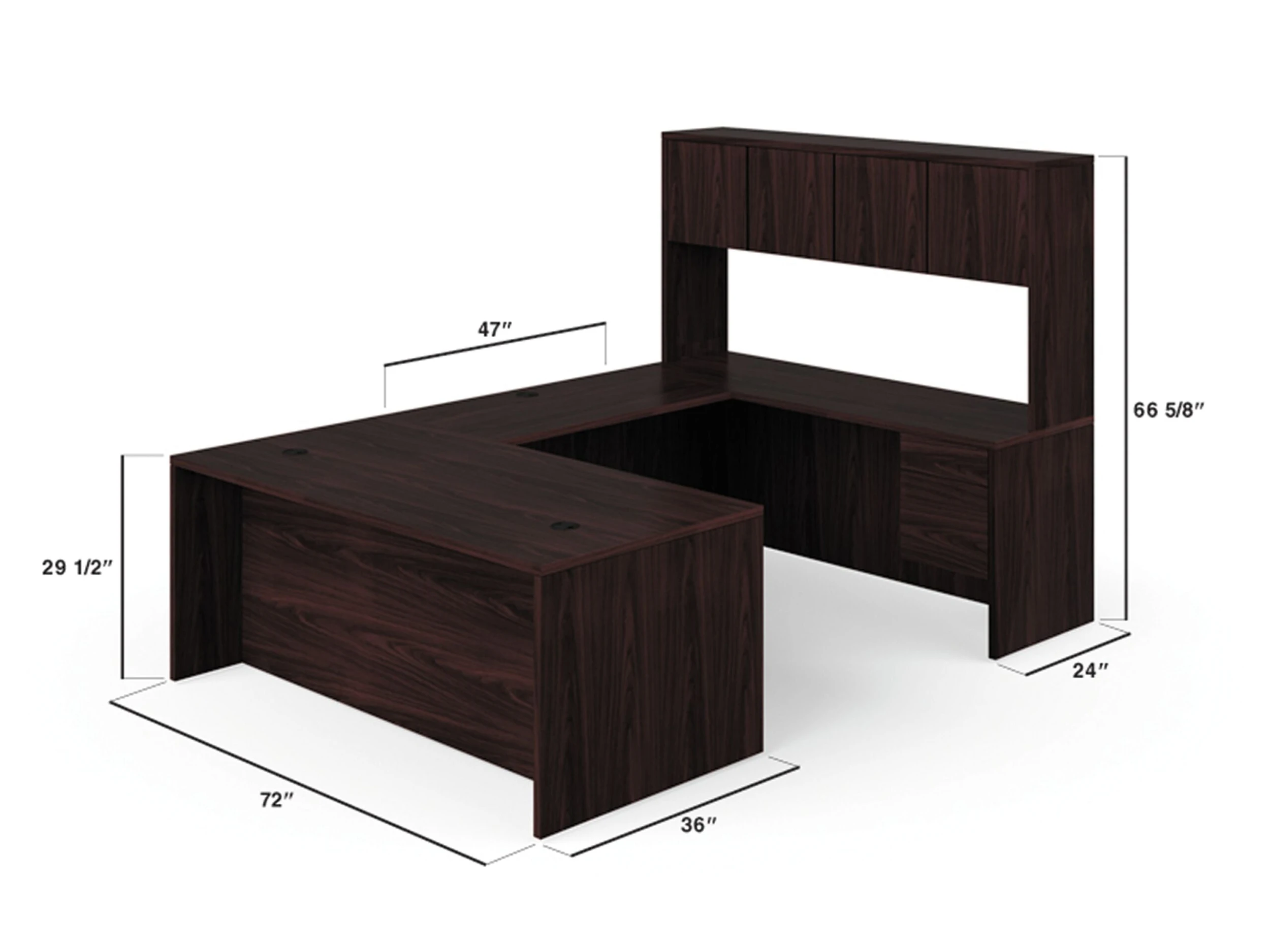 HON 10500 Series U-Workstation | Left Desk, Bridge, Credenza, Hutch | 72"W X 107"D | Mahogany Finish 4 HON 10500 Series U-Workstation | Left Desk, Bridge, Credenza, Hutch | 72"W X 107"D | Mahogany Finish - Image 2