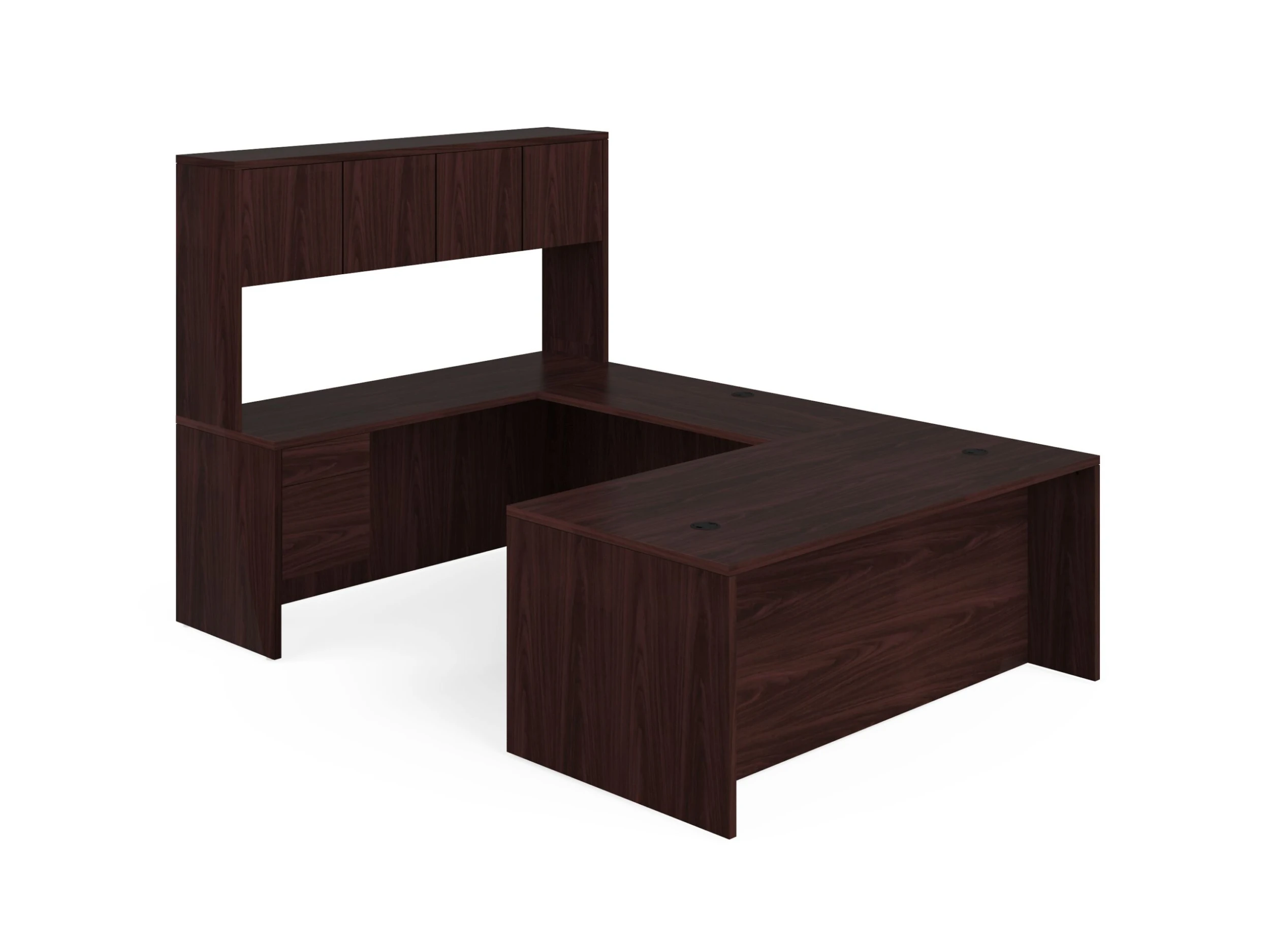 HON 10500 Series U-Workstation | Right Desk, Bridge, Credenza, Hutch | 72"W X 107"D | Mahogany Finish 3 HON 10500 Series U-Workstation | Right Desk, Bridge, Credenza, Hutch | 72"W X 107"D | Mahogany Finish