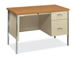 HON 34000 Series Small Office Desk | 1 Box / 1 File Drawer | 45-1/4"W | Harvest Laminate | Putty Finish