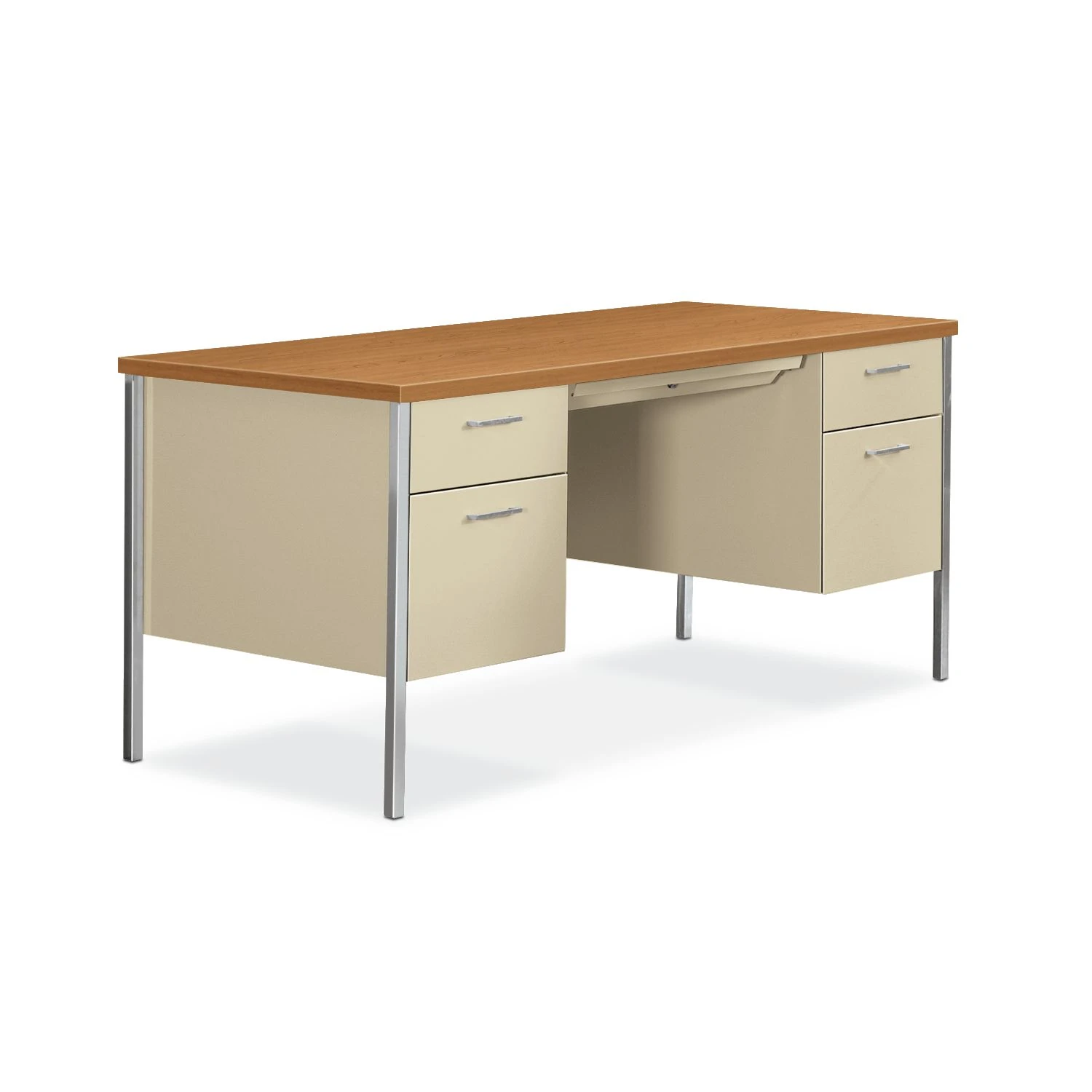 HON 34000 Series Double Pedestal Desk | 2 Box / 2 File Drawers | 60"W | Harvest Laminate | Putty Finish 3 HON 34000 Series Double Pedestal Desk | 2 Box / 2 File Drawers | 60"W | Harvest Laminate | Putty Finish