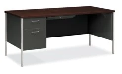 HON 34000 Series Left Single Pedestal | 66"W | Mahogany Laminate | Charcoal Finish