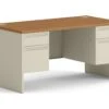 HON 38000 Series Double Pedestal Desk | 2 Box / 2 File Drawers | 60"W | Harvest Laminate | Putty Finish 2 HON 38000 Series Double Pedestal Desk | 2 Box / 2 File Drawers | 60"W | Harvest Laminate | Putty Finish -Hon Store HON 38000Series H38155.C.L 045 001