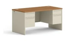 HON 38000 Series Double Pedestal Desk | 2 Box / 2 File Drawers | 60"W | Harvest Laminate | Putty Finish