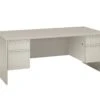 HON 38000 Series Double Pedestal Desk | 2 Box / 2 File Drawers | 72"W | Patterned Gray Laminate | Light Gray Finish 2 HON 38000 Series Double Pedestal Desk | 2 Box / 2 File Drawers | 72"W | Patterned Gray Laminate | Light Gray Finish -Hon Store HON 38000Series H38180.G2.Q 045 001