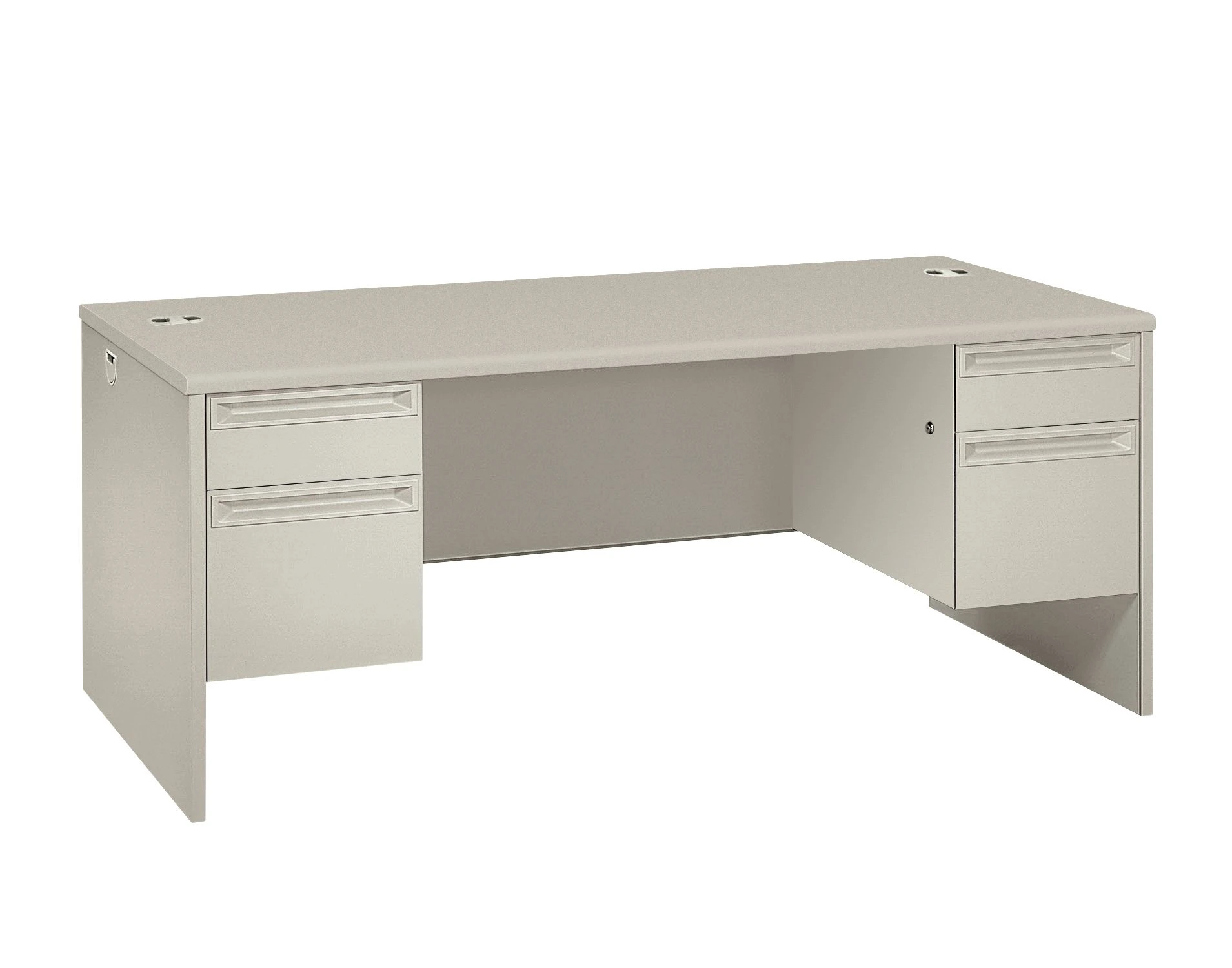 HON 38000 Series Double Pedestal Desk | 2 Box / 2 File Drawers | 72"W | Patterned Gray Laminate | Light Gray Finish 3 HON 38000 Series Double Pedestal Desk | 2 Box / 2 File Drawers | 72"W | Patterned Gray Laminate | Light Gray Finish