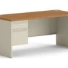 HON 38000 Series Left Pedestal Desk | 1 Box / 1 File Drawer | 66"W | Harvest Laminate | Putty Finish -Hon Store HON 38000Series H38292L.C.L 045 001
