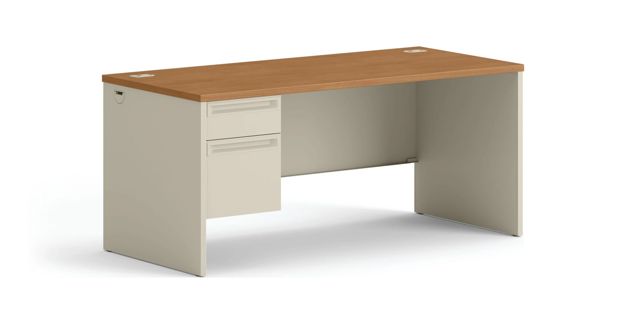 HON 38000 Series Left Pedestal Desk | 1 Box / 1 File Drawer | 66"W | Harvest Laminate | Putty Finish 3 HON 38000 Series Left Pedestal Desk | 1 Box / 1 File Drawer | 66"W | Harvest Laminate | Putty Finish