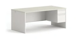 HON 38000 Series Right Pedestal Desk | 1 Box / 1 File Drawer | 72"W | Silver Mesh Laminate | Light Gray Finish