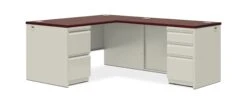 HON 38000 Series Desk Shell | 60"W X 30"D | Mahogany Laminate | Light Gray Finish