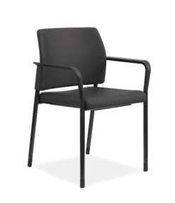HON Accommodate Guest Chair | Fixed Arms | Black Fabric | Textured Black Frame