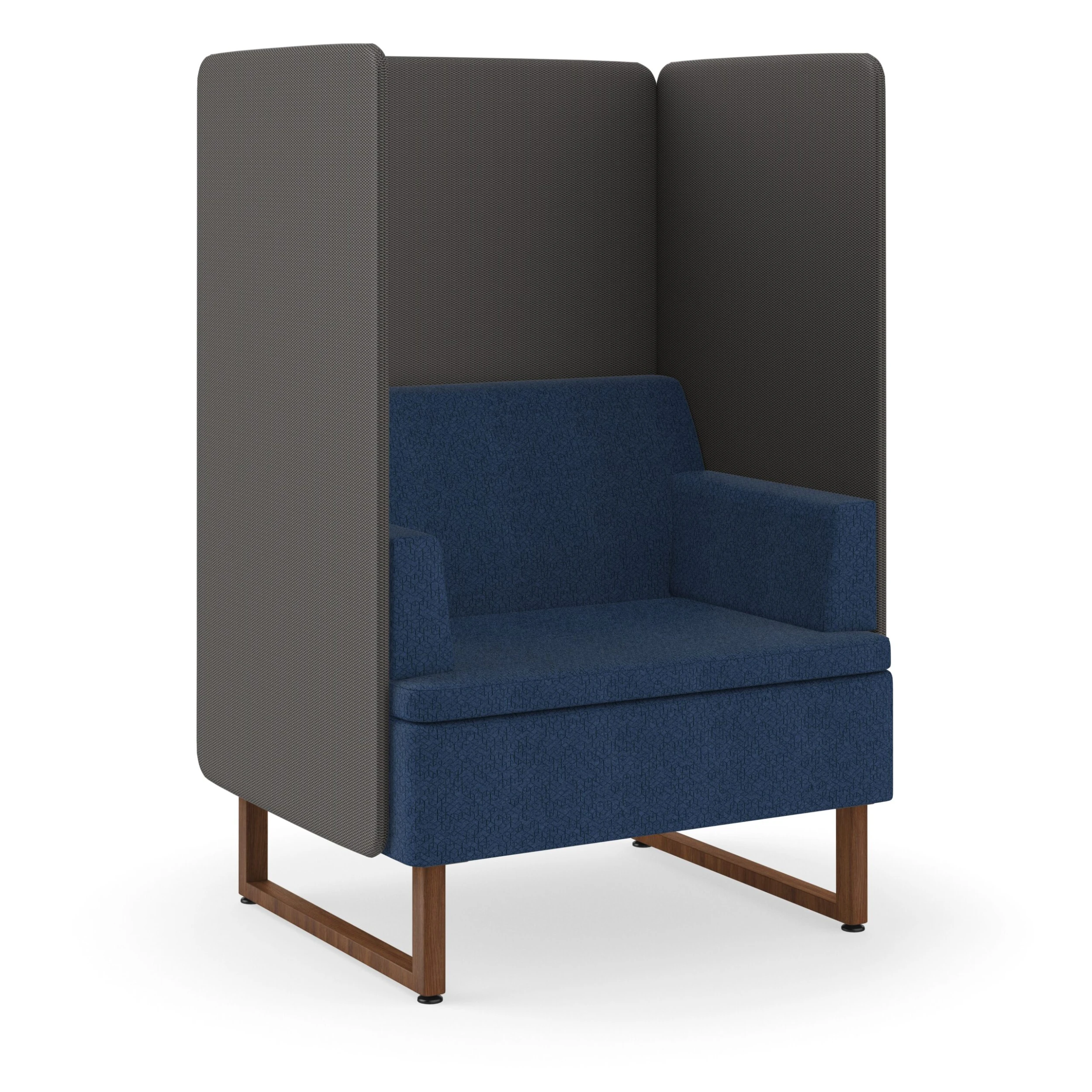 HON Astir One Seat Lounge | High Back Screen | Navy Fabric | Lowell Ash Sled Wood Legs 3 HON Astir One Seat Lounge | High Back Screen | Navy Fabric | Lowell Ash Sled Wood Legs