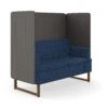HON Astir Two Seat Lounge | High Back Screen | Navy Fabric | Lowell Ash Sled Wood Legs -Hon Store HON Astir HASHB2.B.APX13.KDK .SWLLA1 045 001