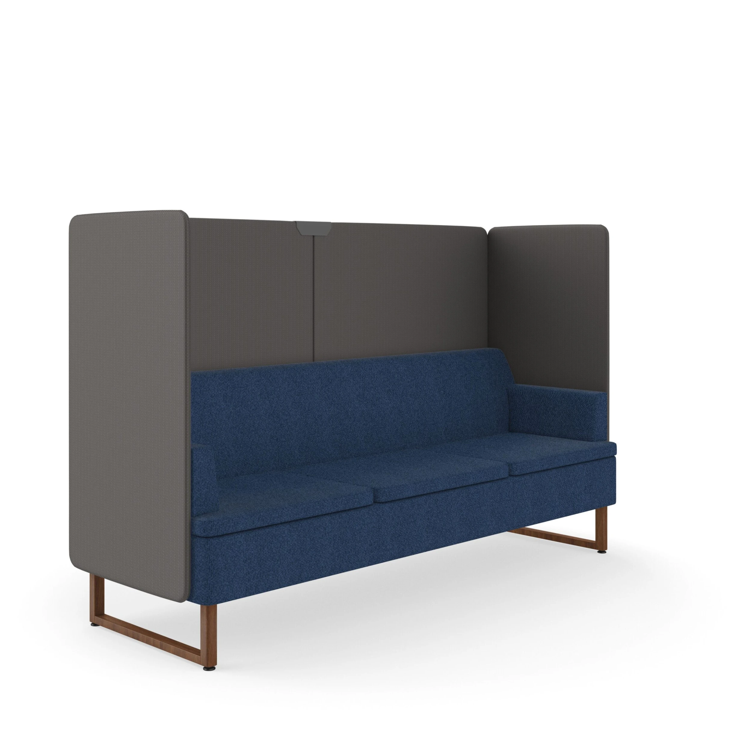 HON Astir Three Seat Lounge | High Back Screen | Navy Fabric | Lowell Ash Sled Wood Legs 3 HON Astir Three Seat Lounge | High Back Screen | Navy Fabric | Lowell Ash Sled Wood Legs