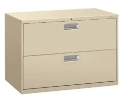 HON Brigade 600 Series Lateral File | 2 Drawers | Aluminum Pull | 42"W | Putty Finish
