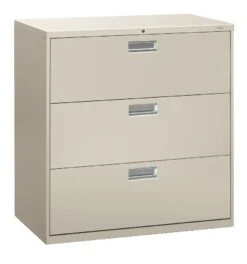 HON Brigade 600 Series Lateral File | 3 Drawers | Aluminum Pull | 42"W | Light Gray Finish