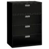 HON Brigade 600 Series Lateral File | 4 Drawers | Aluminum Pull | 42"W | Black Finish 2 HON Brigade 600 Series Lateral File | 4 Drawers | Aluminum Pull | 42"W | Black Finish -Hon Store HON Brigade600Series H694.L.P 045 001