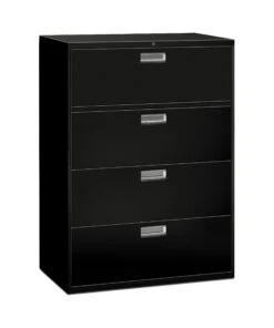 HON Brigade 600 Series Lateral File | 4 Drawers | Aluminum Pull | 42"W | Black Finish