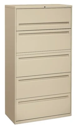 HON Brigade 700 Series Lateral File | 5 Drawers | Integral Pull | 36"W | Putty Finish