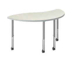 HON Build Table | Wisp Shape | 54"W X 30"D | Silver Mesh Laminate | Platinum T-Mold | Platinum Legs