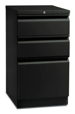 HON Flagship Mobile Pedestal | 2 Box / 1 File Drawer | Radius Pull | 15"W | Black Finish