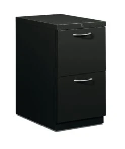 HON Flagship Mobile Pedestal | 2 File Drawers | Arch Pull | 15"W | Black Finish