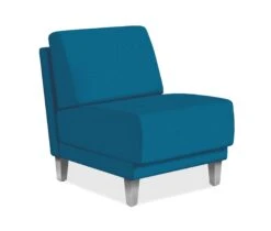 HON Grove Single Seat Lounge | Armless | Peacock Fabric | Tapered Square Legs | Textured Silver Legs