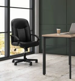HON High-Back Executive Chair | Center-Tilt | Fixed Arms | Black Bonded Leather -Hon Store HON HONChairs HVL601.SB11 500 001