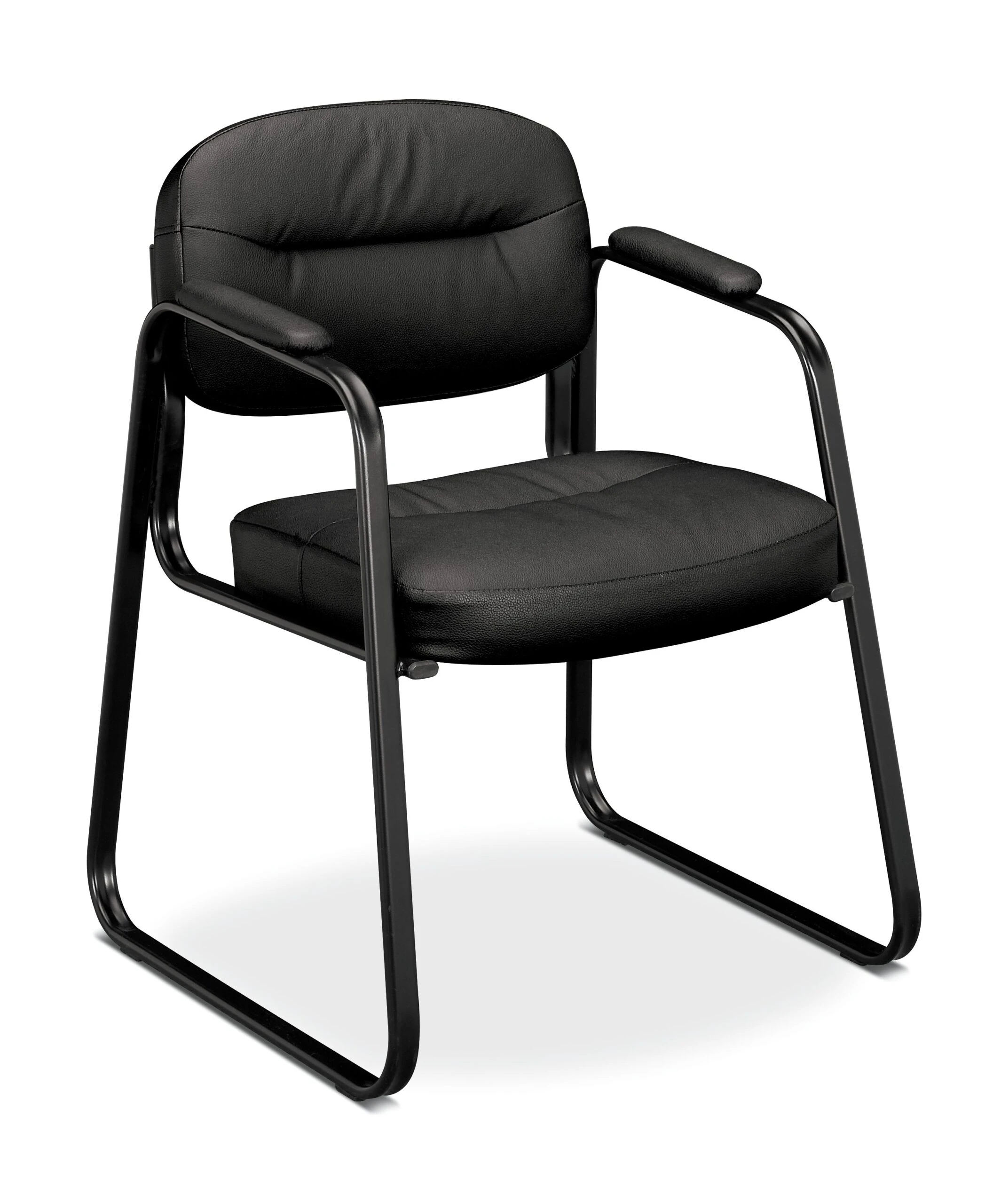 HON Sled Base Guest Chair | Fixed Arms | Black Bonded Leather 3 HON Sled Base Guest Chair | Fixed Arms | Black Bonded Leather