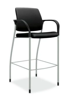 HON Ignition Cafe-Height Stool | Fixed Arms | Black Fabric