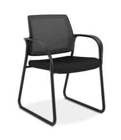 HON Ignition Multi-Purpose Chair | Sled Base | Fixed Arms | Glides | Black 4-way Stretch Mesh Back | Black Seat Fabric | Black Frame