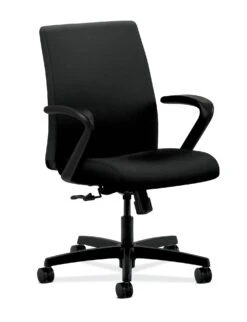 HON Ignition Low-Back Mesh Task Chair | Center-Tilt | Fixed Arms | Black Fabric