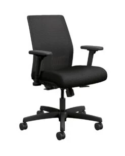 HON Ignition 2.0 4-way Stretch Mesh Back Task Chair | Synchro-Tilt Control With Seat Slider | Height- And Width-Adjustable Arms | Adjustable Lumbar Support | Hard Casters | Black 4-way Stretch Mesh Back | Black Seat Fabric | Black Frame