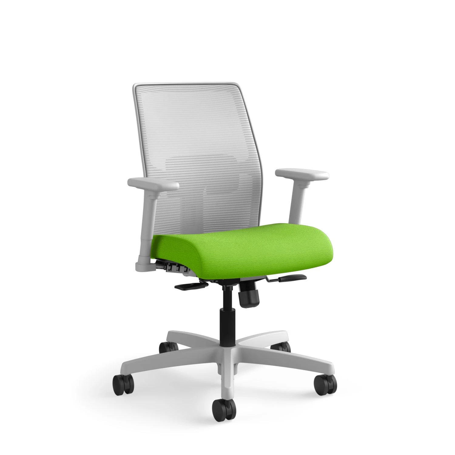 HON Ignition 4-way Stretch Mesh Back Task Chair | Synchro-Tilt Control With Seat Slider | Adjustable Arms | Adjustable Lumbar Support | Fog 4-way Stretch Mesh Back | Pear Seat Fabric | Titanium Frame 4 HON Ignition 4-way Stretch Mesh Back Task Chair | Synchro-Tilt Control With Seat Slider | Adjustable Arms | Adjustable Lumbar Support | Fog 4-way Stretch Mesh Back | Pear Seat Fabric | Titanium Frame - Image 2