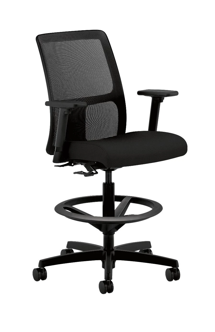 HON Ignition Task Stool | Hard Casters | Black 4-way Stretch Mesh Back | Black Seat Fabric | Standard Base | Black Frame 3 HON Ignition Task Stool | Hard Casters | Black 4-way Stretch Mesh Back | Black Seat Fabric | Standard Base | Black Frame