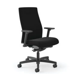 HON Ignition Mid-Back Task Chair | Easy Assembly | Advanced Synchro-Tilt Control | Hard Casters | Height- And Width-Adjustable Arms | Black Frame | Black Fabric
