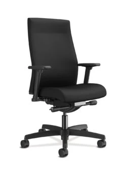 HON Ignition 2.0 Mid-Back Upholstered Task | Advanced Synchro-Tilt | Adjustable Arms | Black Fabric | Adjustable Lumbar