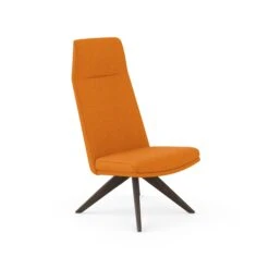 HON Mav High-Back Lounge Chair | Fixed Arms | Apricot Fabric | Florence Walnut Legs