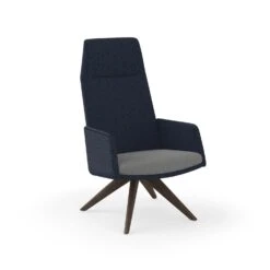 HON Mav High-Back Lounge Chair | Fixed Arms | Multi-Fabric | Purl Skein And Deep Fabric | Florence Walnut Legs