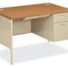 HON Metro Classic Small Office Desk | 1 Box / 1 File Drawer | 48"W | Harvest Laminate | Putty Finish -Hon Store HON MetroClassic HP3251R.C.L 045 001