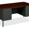 HON Metro Classic Double Pedestal Desk | 2 Box / 2 File Drawers | 60"W | Mahogany Laminate | Charcoal Finish 1 HON Metro Classic Double Pedestal Desk | 2 Box / 2 File Drawers | 60"W | Mahogany Laminate | Charcoal Finish -Hon Store HON MetroClassic HP3262.N.S 045 001